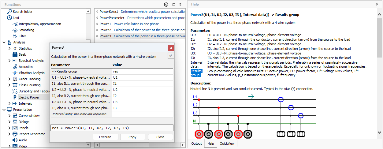 Ready-to-use example function for calculating electric power